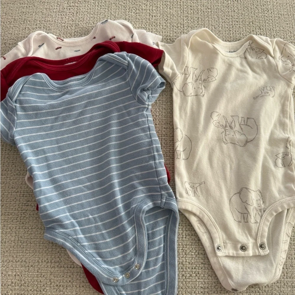 Nordstrom Blue Striped and Carters Cream Animal Print Bodysuits